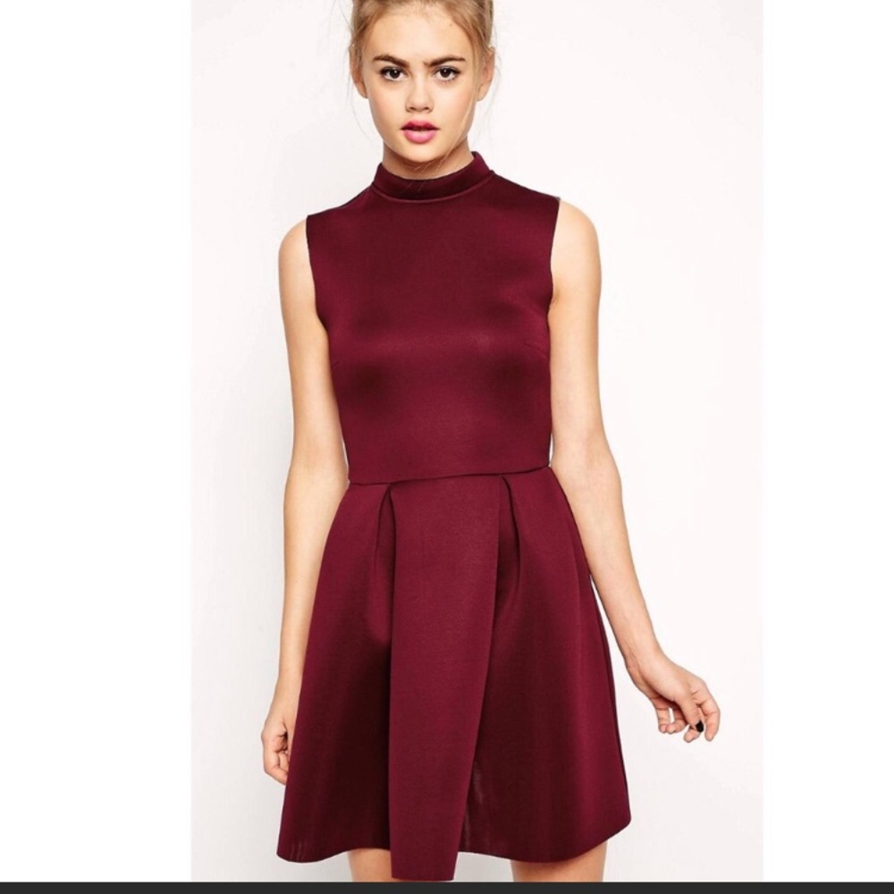 NWT ASOS Burgundy Skater Dress